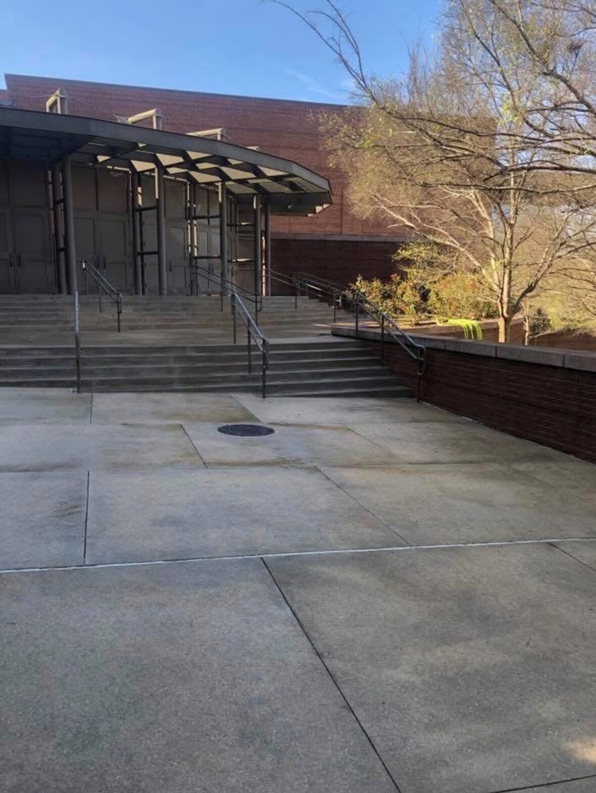 Commercial venue entrance after professional exterior cleaning