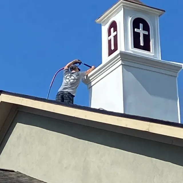 Photo 1 from the job: Washing a church steeple